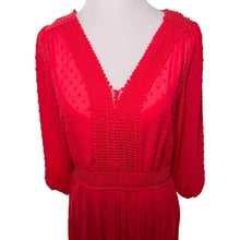 Load image into Gallery viewer, Anthropologie Red Pleated Tiered Sundress with Bishop Sleeves