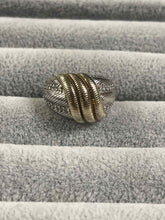 Load image into Gallery viewer, Judith Ripka 925 Sterling Silver + 14k Yellow Gold Vermeil Twist + CZ Cocktail Ring
