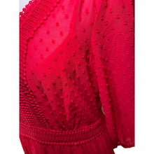 Load image into Gallery viewer, Anthropologie Red Pleated Tiered Sundress with Bishop Sleeves
